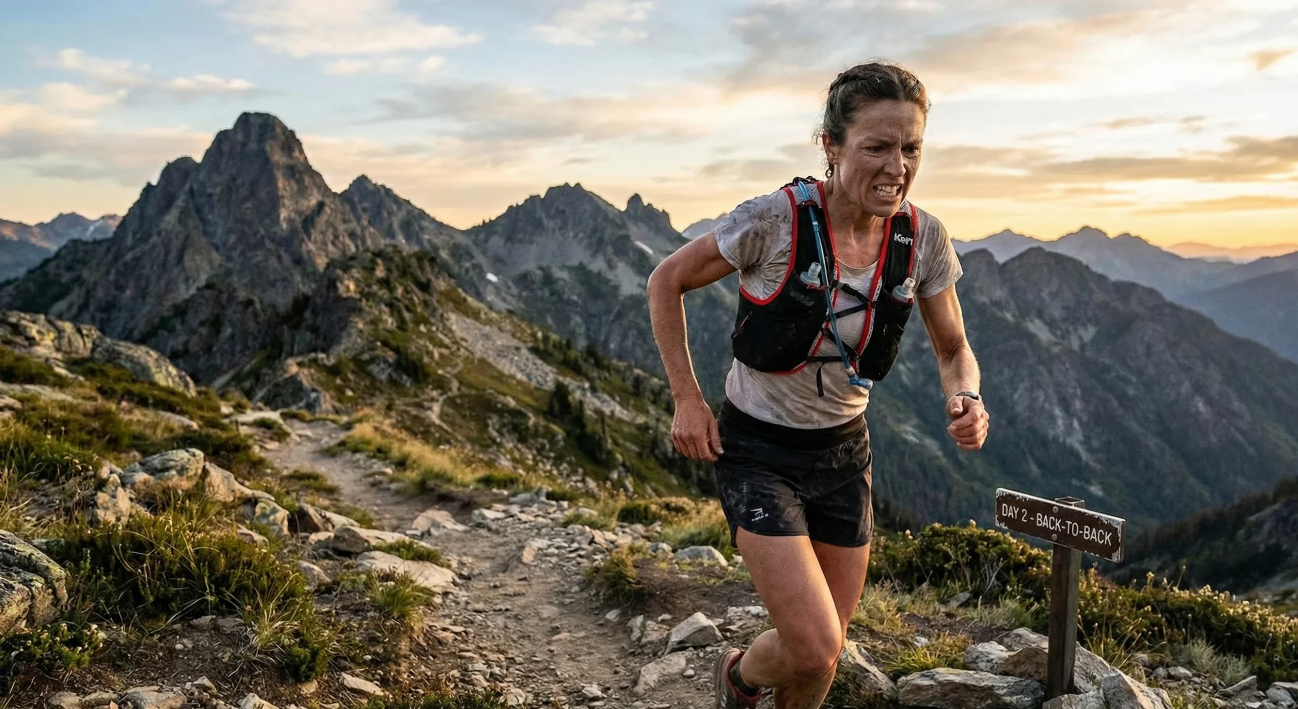 Reloj deportivo mostrando datos de distancia y desnivel acumulado tras un fin de semana de doble sesión.